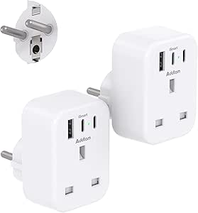 [2 Pack] UK to European Plug A...