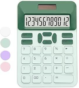 Green Calculator, 12 Digit LCD...