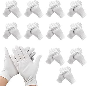 12 Pair White Cotton Gloves, M...