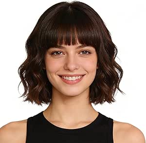 Yamel Brown Bob Curly Wig with...