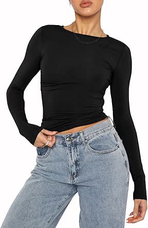 Women's Casual Crop Tops Slim...