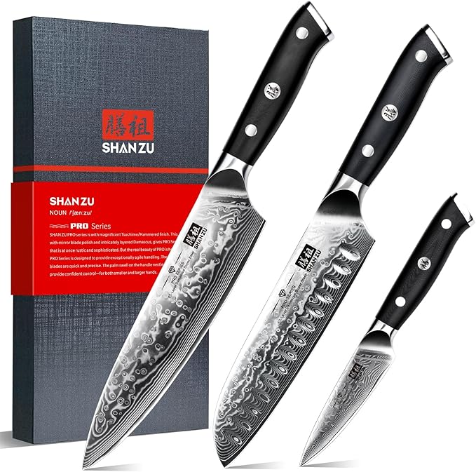 SHAN ZU Damascus Knife Set of...