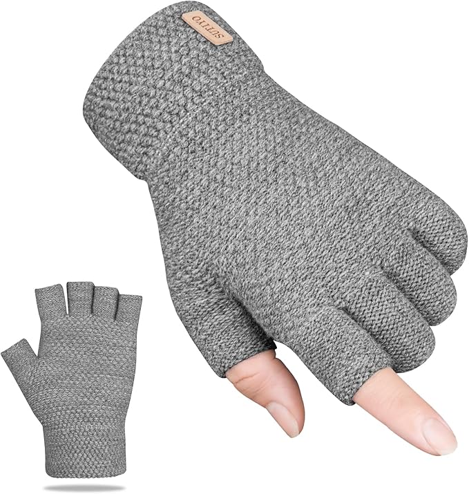 SUTIYO Fingerless Gloves Winte...