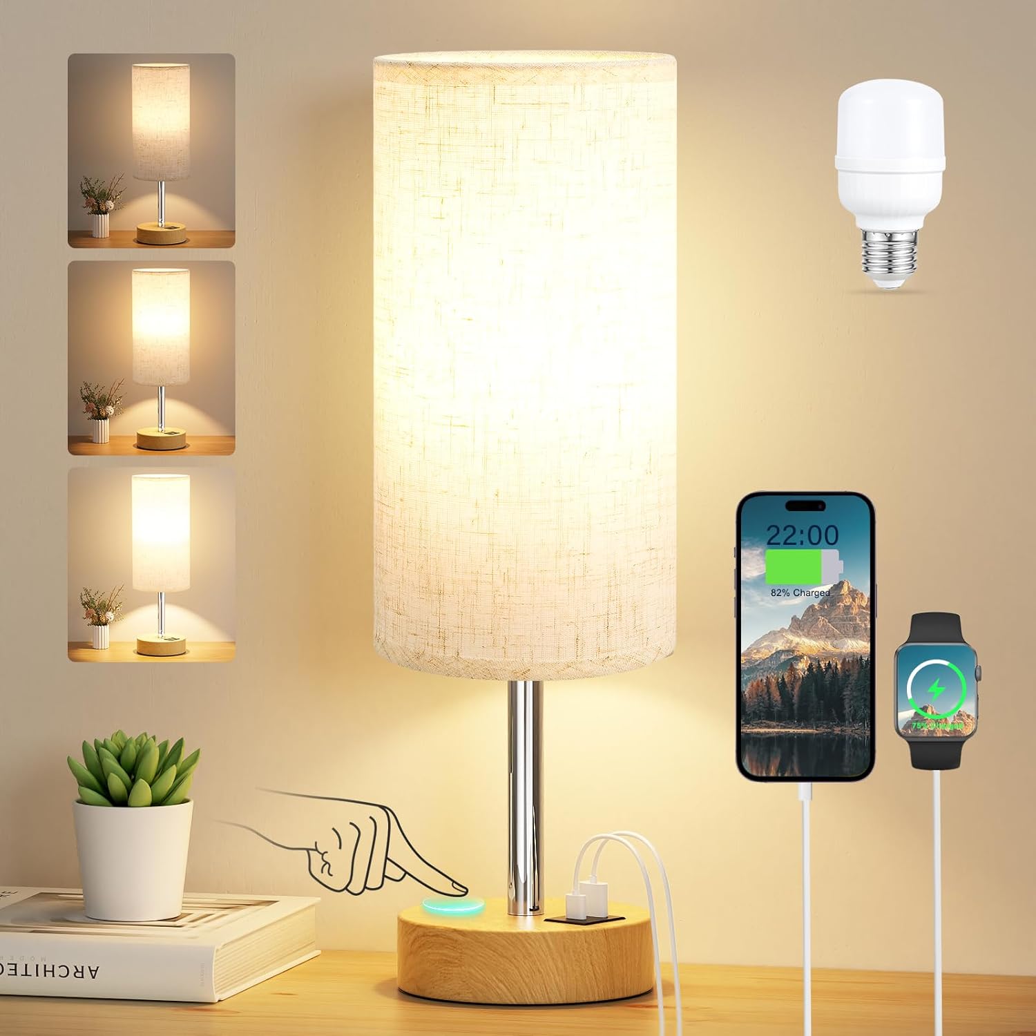 Aooshine Bedside Lamps, Table...