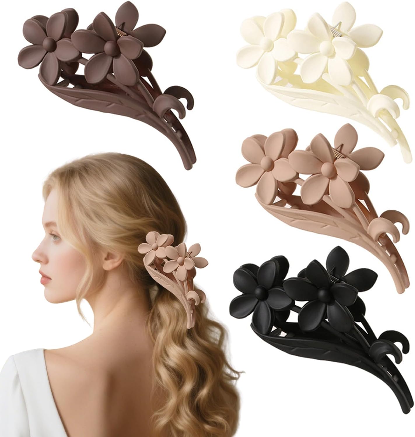 4PCS Claw Clip for Women, Flow...