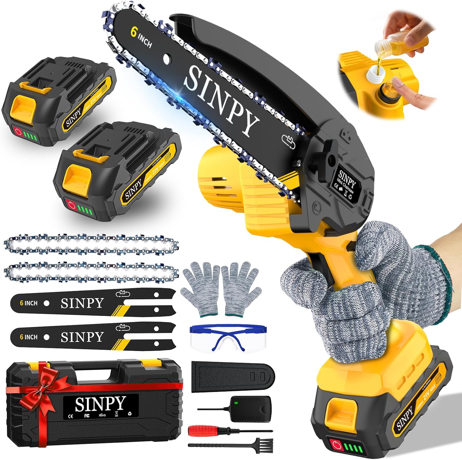 Mini Chainsaw Cordless, 6 Inch...