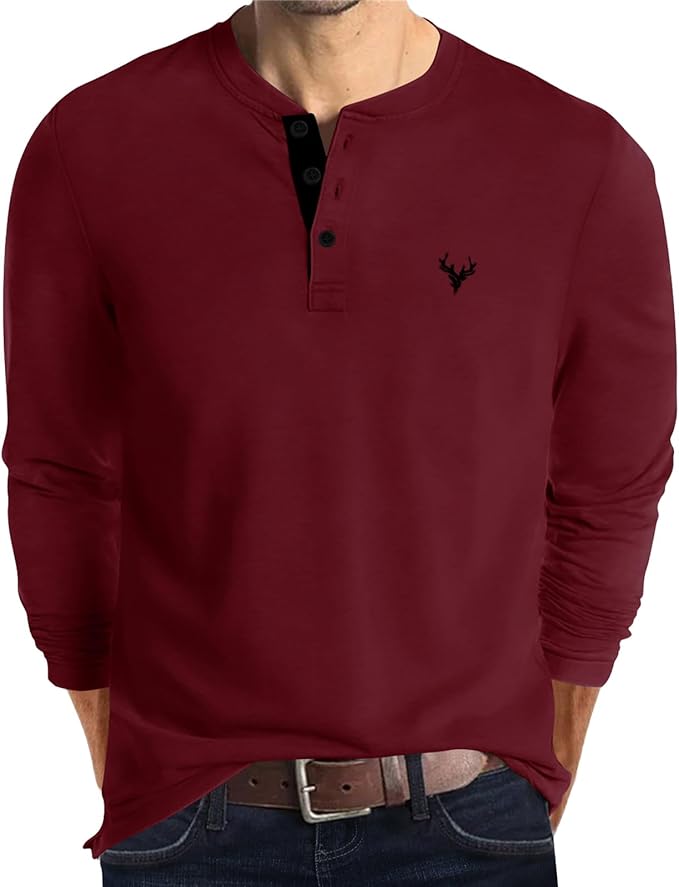 KUYIGO Men's Embroidered Henle...
