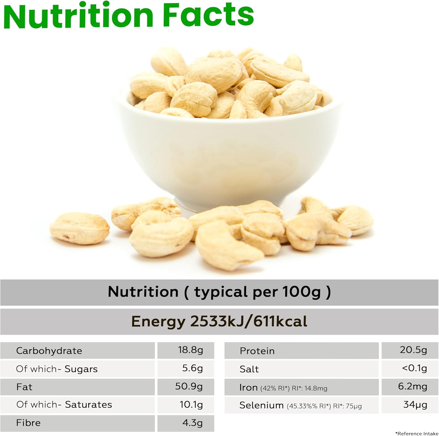 Zeina Cashew Nuts (Raw) with H...
