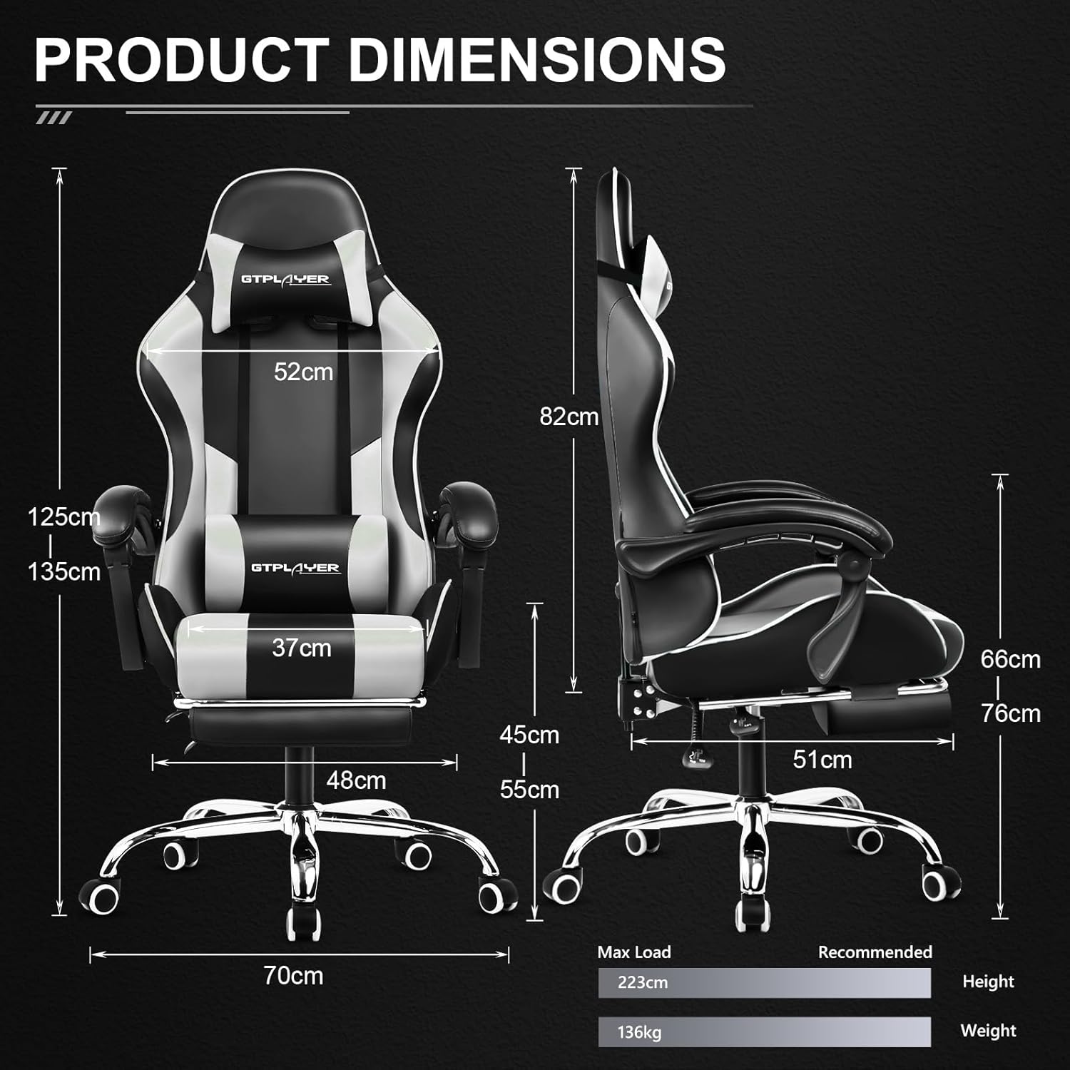 GTPLAYER Gaming Chair, Massage...