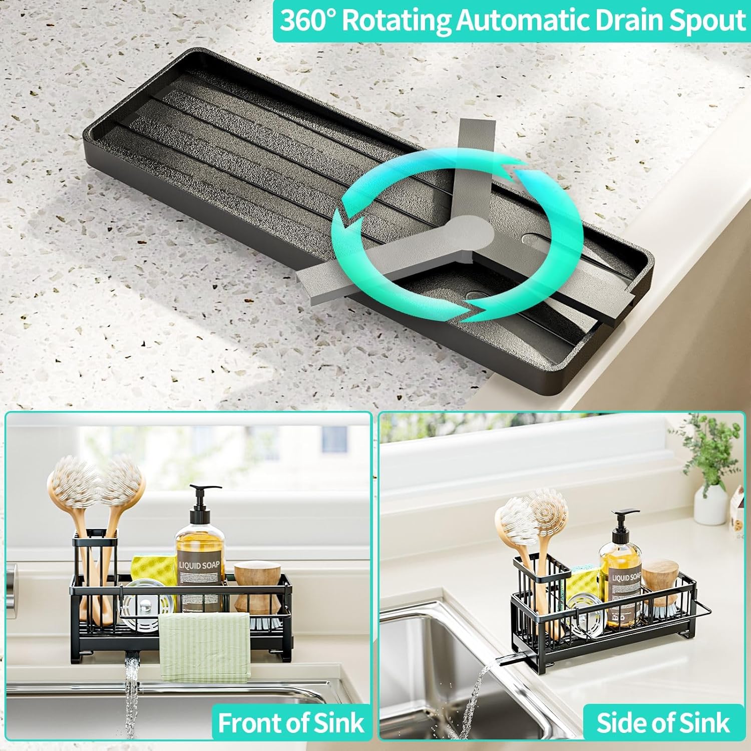 HapiRm Kitchen Sink Caddy Blac...