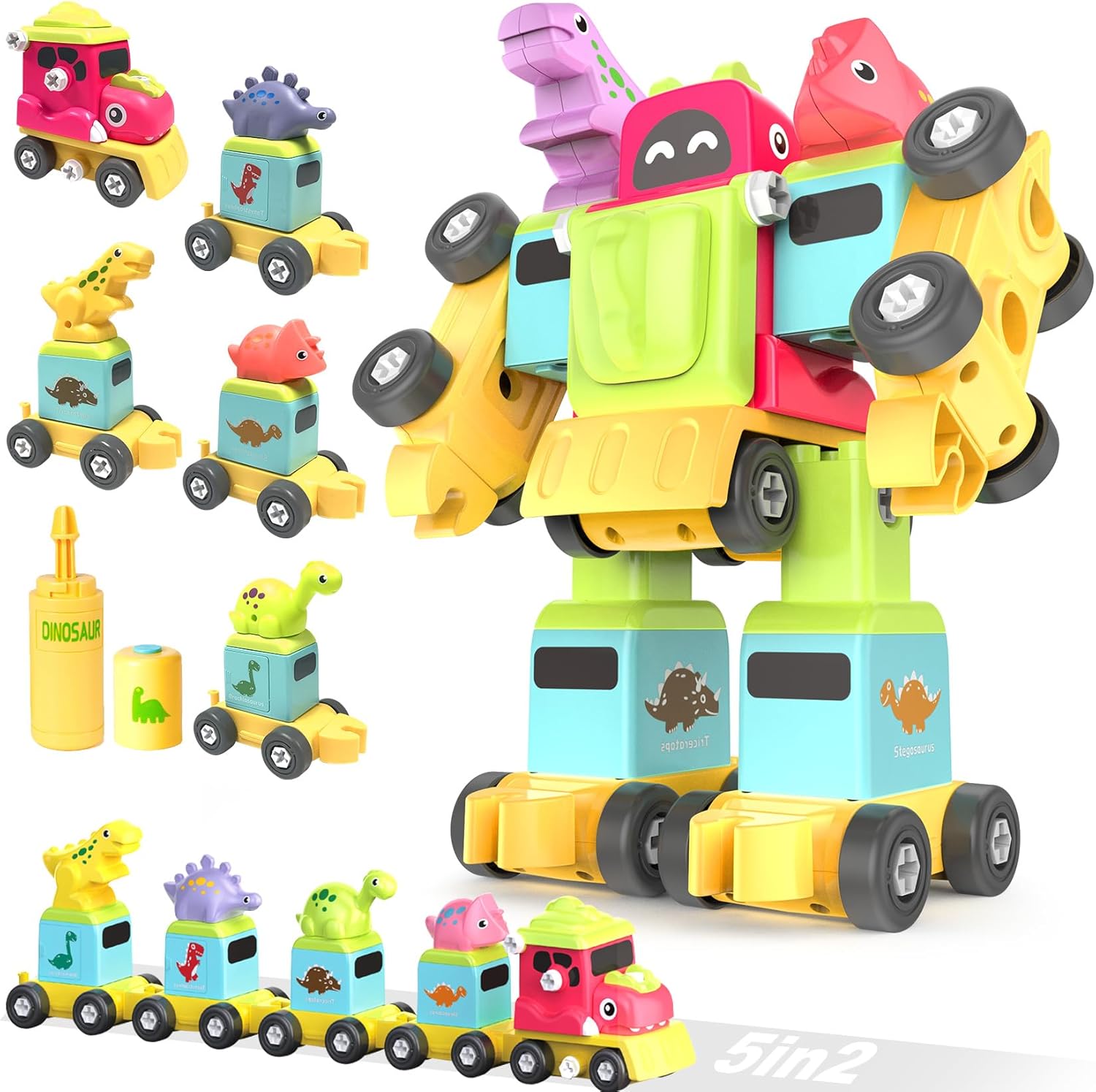 Dinosaur Toys 5 in 2 Transform...