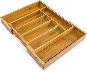 Relaxdays Bamboo cutlery tray,...