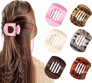 6Pcs Flat Hair Claw Clips for...
