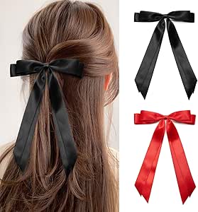 2PCS Satin Hair Bow Clips, Hai...