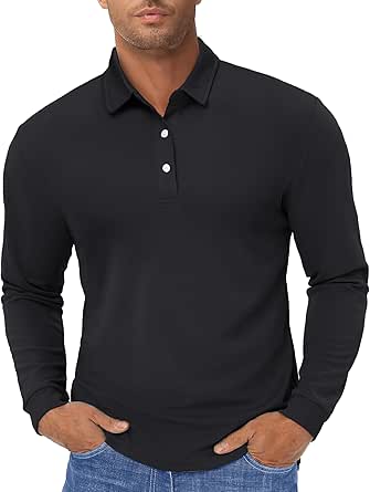 TACVASEN Men's Polo Shirts Lon...
