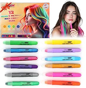 12 Hair chalks, 12 NEON & META...