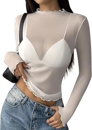 Zeagoo Women's Mesh Top Sexy L...